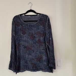Elegant Blue Floral Women's Blouse